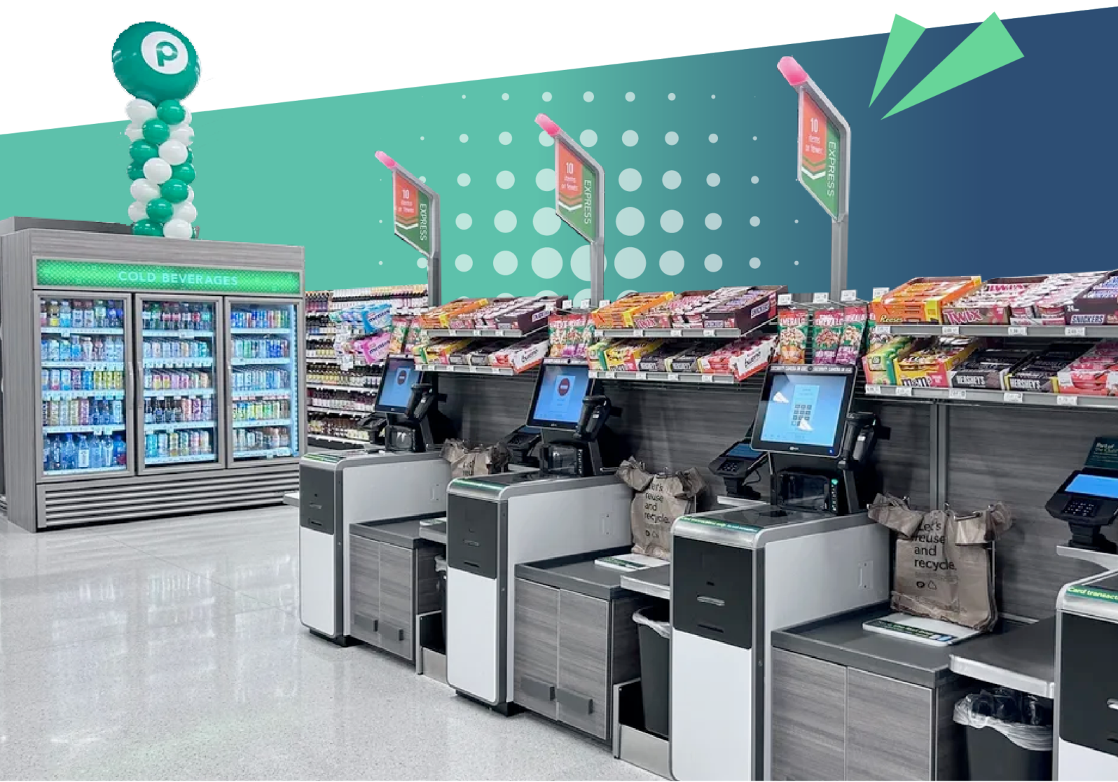 A grocery store checkout lane